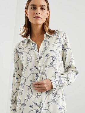 NWT 🔖 Rails Ledger Nautical Chain top - size Medium - $238 retail - ivory / navy